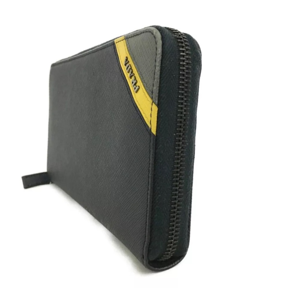 PRADA Logo Saffiano Leather Zip Around Long Wallet/4X0925